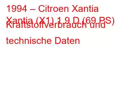 1994 – Citroen Xantia
Xantia (X1) 1.9 D (69 PS) Kraftstoffverbrauch und technische Daten