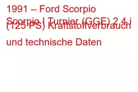 1991 – Ford Scorpio
Scorpio I Turnier (GGE) 2.4 i (125 PS) Kraftstoffverbrauch und technische Daten