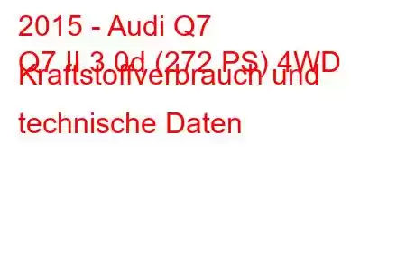 2015 - Audi Q7
Q7 II 3.0d (272 PS) 4WD Kraftstoffverbrauch und technische Daten