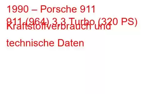 1990 – Porsche 911
911 (964) 3,3 Turbo (320 PS) Kraftstoffverbrauch und technische Daten