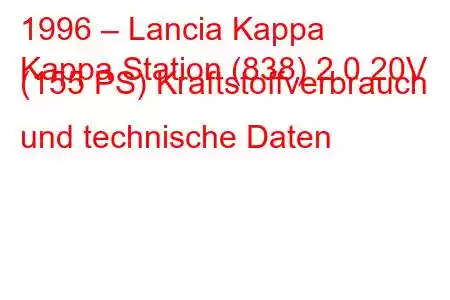 1996 – Lancia Kappa
Kappa Station (838) 2.0 20V (155 PS) Kraftstoffverbrauch und technische Daten