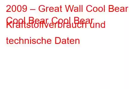 2009 – Great Wall Cool Bear
Cool Bear Cool Bear Kraftstoffverbrauch und technische Daten