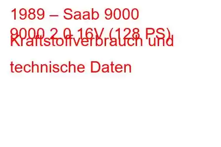 1989 – Saab 9000
9000 2.0 16V (128 PS) Kraftstoffverbrauch und technische Daten