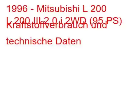 1996 - Mitsubishi L 200
L 200 III 2.0 i 2WD (95 PS) Kraftstoffverbrauch und technische Daten