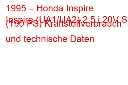 1995 – Honda Inspire
Inspire (UA1/UA2) 2.5 i 20V S (190 PS) Kraftstoffverbrauch und technische Daten