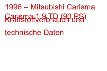 1996 – Mitsubishi Carisma
Carisma 1.9 TD (90 PS) Kraftstoffverbrauch und technische Daten