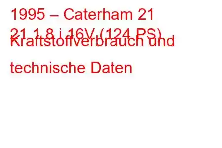 1995 – Caterham 21
21 1.8 i 16V (124 PS) Kraftstoffverbrauch und technische Daten