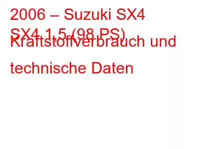 2006 – Suzuki SX4
SX4 1,5 (98 PS) Kraftstoffverbrauch und technische Daten