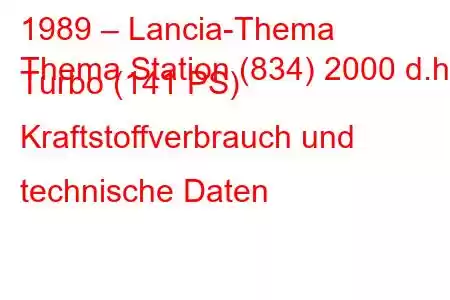 1989 – Lancia-Thema
Thema Station (834) 2000 d.h. Turbo (141 PS) Kraftstoffverbrauch und technische Daten