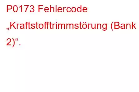 P0173 Fehlercode „Kraftstofftrimmstörung (Bank 2)“.