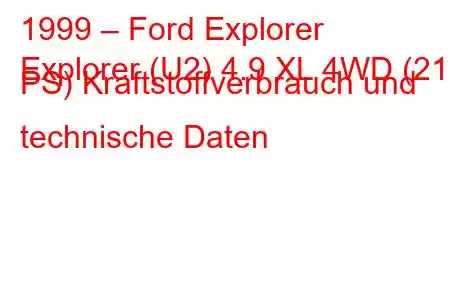 1999 – Ford Explorer
Explorer (U2) 4.9 XL 4WD (213 PS) Kraftstoffverbrauch und technische Daten