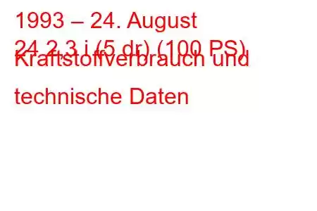 1993 – 24. August
24 2,3 i (5 dr) (100 PS) Kraftstoffverbrauch und technische Daten