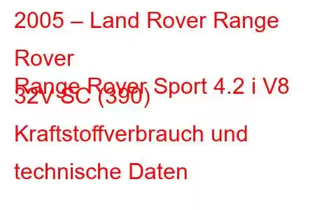 2005 – Land Rover Range Rover
Range Rover Sport 4.2 i V8 32V SC (390) Kraftstoffverbrauch und technische Daten