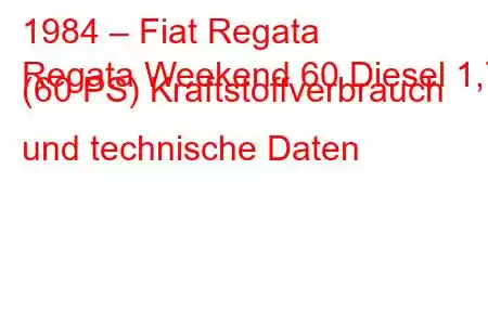 1984 – Fiat Regata
Regata Weekend 60 Diesel 1,7 (60 PS) Kraftstoffverbrauch und technische Daten