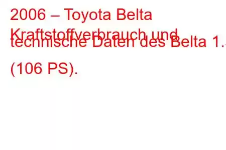 2006 – Toyota Belta
Kraftstoffverbrauch und technische Daten des Belta 1.5 (106 PS).