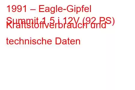 1991 – Eagle-Gipfel
Summit 1.5 i 12V (92 PS) Kraftstoffverbrauch und technische Daten