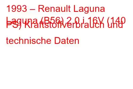 1993 – Renault Laguna
Laguna (B56) 2.0 i 16V (140 PS) Kraftstoffverbrauch und technische Daten