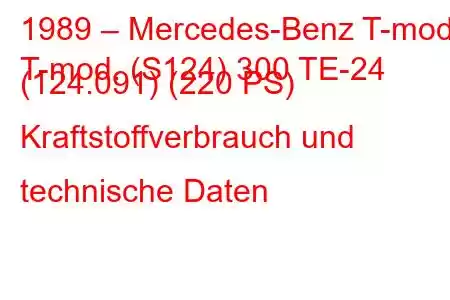 1989 – Mercedes-Benz T-mod.
T-mod. (S124) 300 TE-24 (124.091) (220 PS) Kraftstoffverbrauch und technische Daten