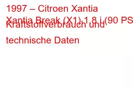 1997 – Citroen Xantia
Xantia Break (X1) 1.8 i (90 PS) Kraftstoffverbrauch und technische Daten