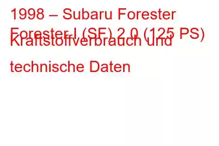 1998 – Subaru Forester
Forester I (SF) 2.0 (125 PS) Kraftstoffverbrauch und technische Daten