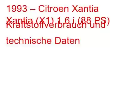 1993 – Citroen Xantia
Xantia (X1) 1.6 i (88 PS) Kraftstoffverbrauch und technische Daten