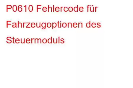 P0610 Fehlercode für Fahrzeugoptionen des Steuermoduls