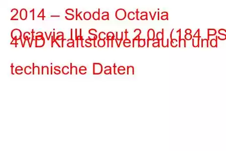 2014 – Skoda Octavia
Octavia III Scout 2.0d (184 PS) 4WD Kraftstoffverbrauch und technische Daten