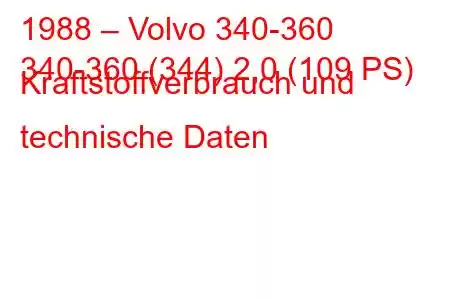 1988 – Volvo 340-360
340-360 (344) 2,0 (109 PS) Kraftstoffverbrauch und technische Daten