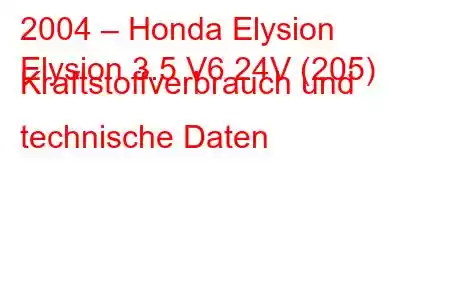 2004 – Honda Elysion
Elysion 3.5 V6 24V (205) Kraftstoffverbrauch und technische Daten