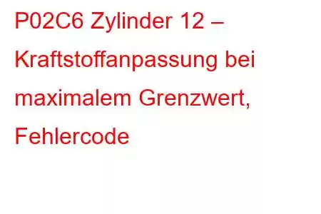 P02C6 Zylinder 12 – Kraftstoffanpassung bei maximalem Grenzwert, Fehlercode