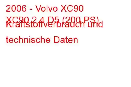 2006 - Volvo XC90
XC90 2.4 D5 (200 PS) Kraftstoffverbrauch und technische Daten