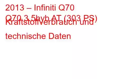 2013 – Infiniti Q70
Q70 3.5hyb AT (303 PS) Kraftstoffverbrauch und technische Daten