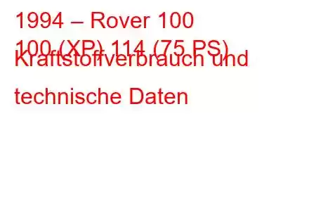 1994 – Rover 100
100 (XP) 114 (75 PS) Kraftstoffverbrauch und technische Daten