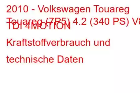 2010 - Volkswagen Touareg
Touareg (7P5) 4.2 (340 PS) V8 TDI 4MOTION Kraftstoffverbrauch und technische Daten