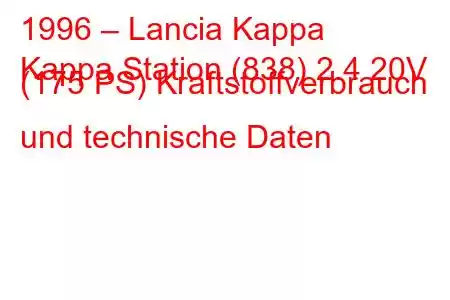 1996 – Lancia Kappa
Kappa Station (838) 2.4 20V (175 PS) Kraftstoffverbrauch und technische Daten