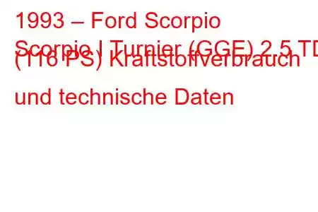 1993 – Ford Scorpio
Scorpio I Turnier (GGE) 2.5 TD (116 PS) Kraftstoffverbrauch und technische Daten