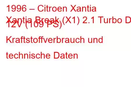 1996 – Citroen Xantia
Xantia Break (X1) 2.1 Turbo D 12V (109 PS) Kraftstoffverbrauch und technische Daten