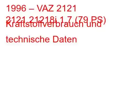 1996 – VAZ 2121
2121 21218i 1,7 (79 PS) Kraftstoffverbrauch und technische Daten