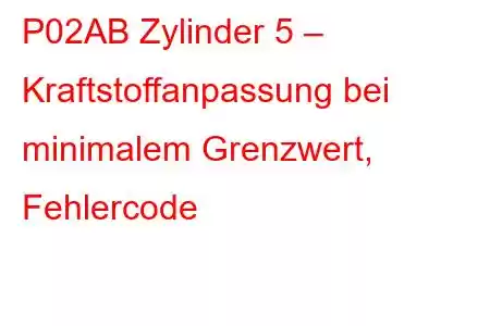 P02AB Zylinder 5 – Kraftstoffanpassung bei minimalem Grenzwert, Fehlercode