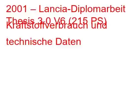 2001 – Lancia-Diplomarbeit
Thesis 3.0 V6 (215 PS) Kraftstoffverbrauch und technische Daten