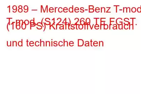 1989 – Mercedes-Benz T-mod.
T-mod. (S124) 260 TE FGST. (160 PS) Kraftstoffverbrauch und technische Daten