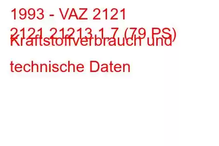 1993 - VAZ 2121
2121 21213 1,7 (79 PS) Kraftstoffverbrauch und technische Daten