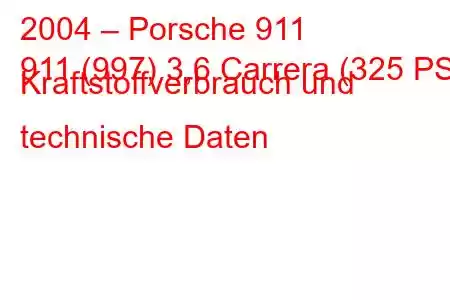 2004 – Porsche 911
911 (997) 3,6 Carrera (325 PS) Kraftstoffverbrauch und technische Daten