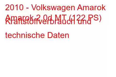 2010 - Volkswagen Amarok
Amarok 2.0d MT (122 PS) Kraftstoffverbrauch und technische Daten