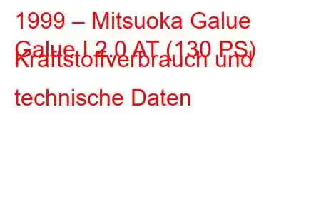 1999 – Mitsuoka Galue
Galue I 2.0 AT (130 PS) Kraftstoffverbrauch und technische Daten