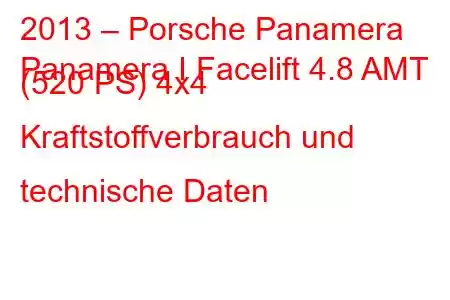 2013 – Porsche Panamera
Panamera I Facelift 4.8 AMT (520 PS) 4x4 Kraftstoffverbrauch und technische Daten