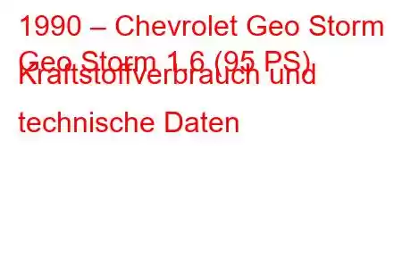 1990 – Chevrolet Geo Storm
Geo Storm 1.6 (95 PS) Kraftstoffverbrauch und technische Daten