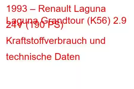 1993 – Renault Laguna
Laguna Grandtour (K56) 2.9 24V (190 PS) Kraftstoffverbrauch und technische Daten