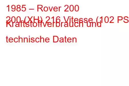 1985 – Rover 200
200 (XH) 216 Vitesse (102 PS) Kraftstoffverbrauch und technische Daten