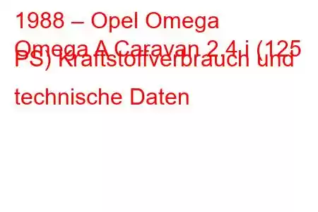 1988 – Opel Omega
Omega A Caravan 2.4 i (125 PS) Kraftstoffverbrauch und technische Daten